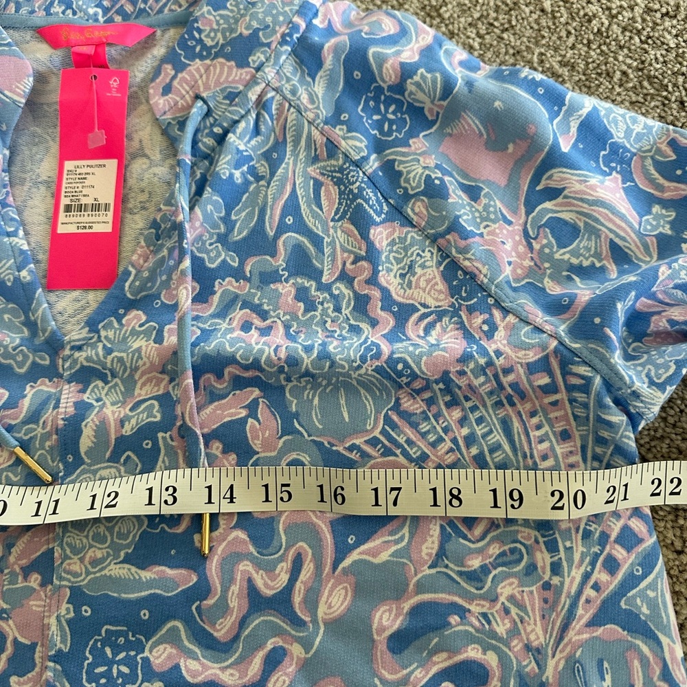 Lilly Pulitzer - Cassi Popover - Vneck Tunic - Boca Blue color - XL - NWT! - Picture 6 of 7